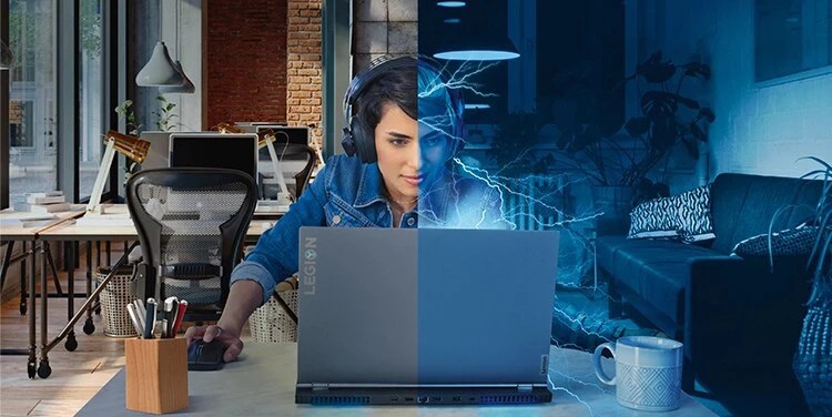 Woman gaming with Legion Laptop