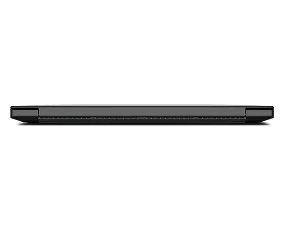 Ansicht des Profils der mobilen Workstation Lenovo ThinkPad P1 Gen 5 von hinten mit geschlossenem Deckel.