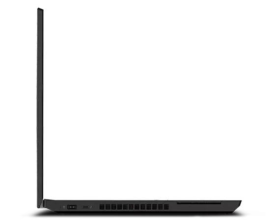 Left side view of ThinkPad T15p Gen 3 (15" Intel) mobile workstation, opened at 90 degrees, showing ports