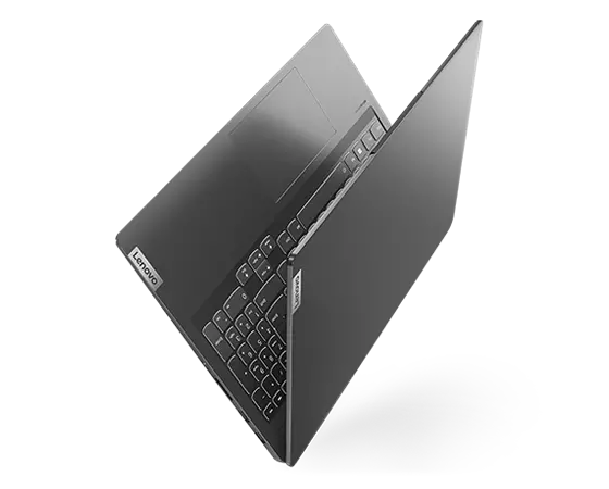 Das 40,6 cm (16'') Notebook Lenovo IdeaPad 5 Pro Gen 7, geöffnet wie ein Buch, das auf seinem Rücken schwebt.