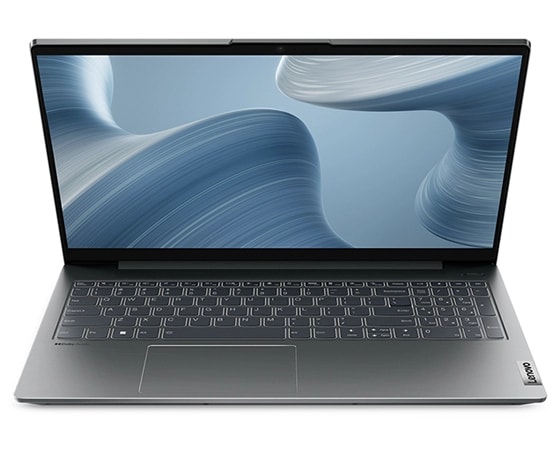 Bild snett uppifrån av den bärbara datorn Lenovo IdeaPad 5i Gen 7.