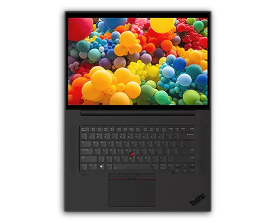 Oberansicht der im 180-Grad-Winkel geöffneten mobilen Workstation Lenovo ThinkPad P1 Gen 4.