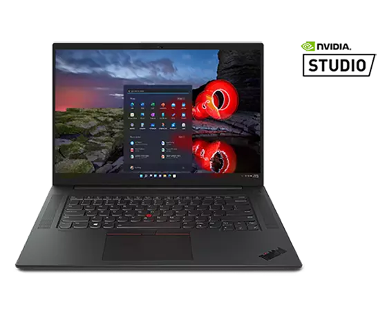 Vorderseite mobile Workstation Lenovo ThinkPad P1 (4. Generation) 40,6 cm (16'') mit grafikintensivem Programm auf dem Bildschirm.