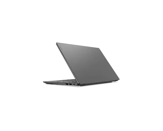 Lenovo V15 Gen 2 (15’’ AMD) laptop – ¾ rear/right view, lid partially open.