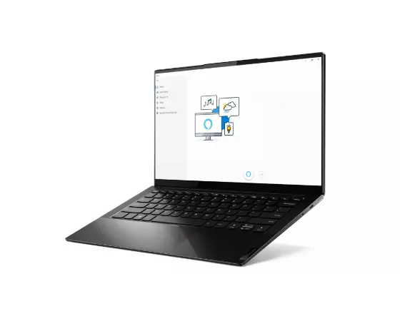 Bærbar Lenovo Yoga Slim 9i-computer, med skærmvisning
