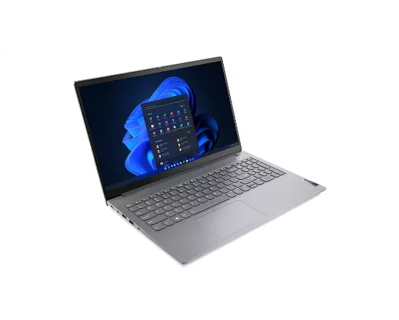 Lenovo ThinkBook 15 Gen 4 (15" AMD) laptop – ¾ left-front view, lid open.