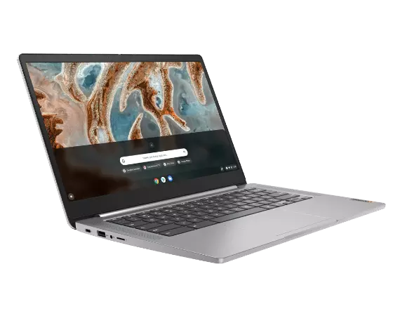 IdeaPad 3 Chromebook Gen 6 (14″ MTK) Arctic Grey Front Facing Right.