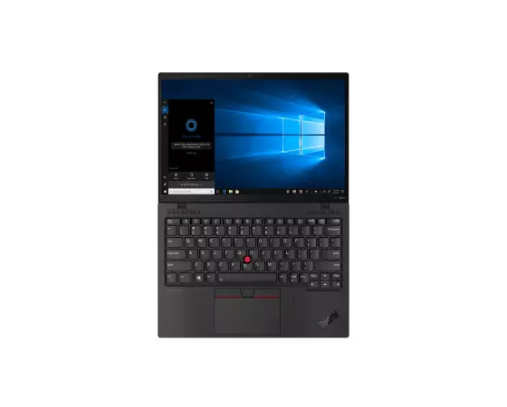 Overhead view of the ThinkPad X1 Nano laptop opened flat