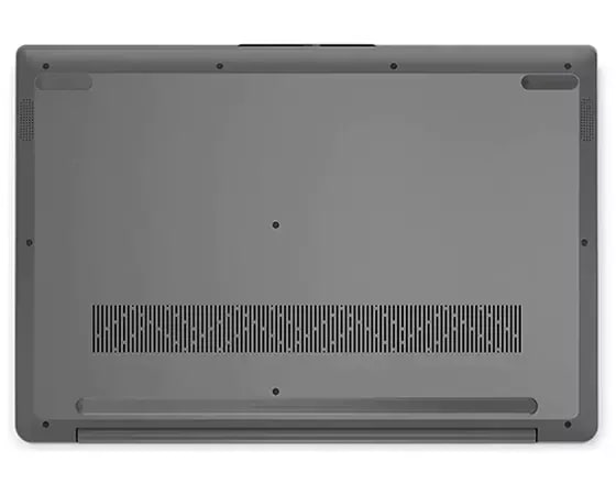 Vista inferior del Lenovo IdeaPad 3 Gen 7 17" AMD, con la tapa visible.
