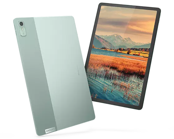 Front and back view of Sage Lenovo Tab P11 tablet