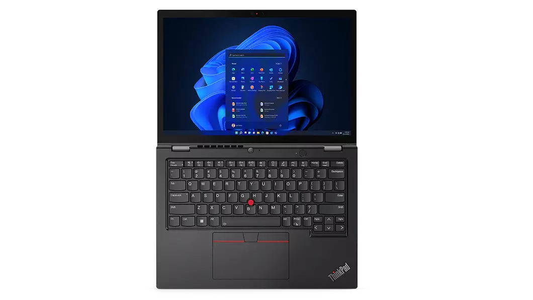 ThinkPad L13 Yoga Gen 3 laptop bird's eye view of display and keyboard