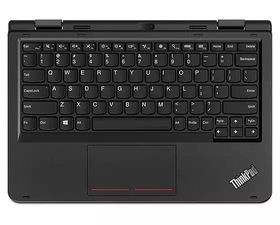 Keyboard with screen folded back 360 degrees on the Lenovo ThinkPad Yoga 11e (5th gen) laptop.