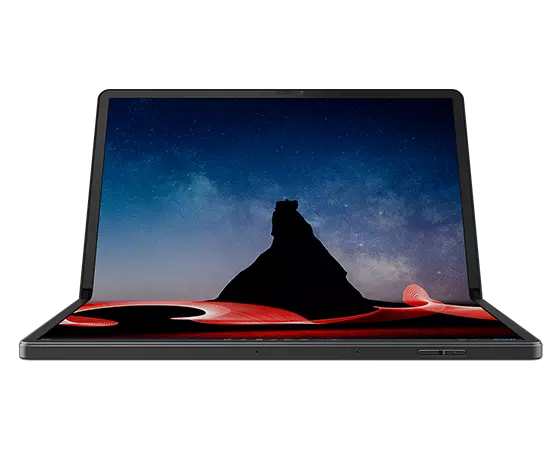 Lenovo ThinkPad X1 Fold foldable PC in laptop mode (without the keyboard).