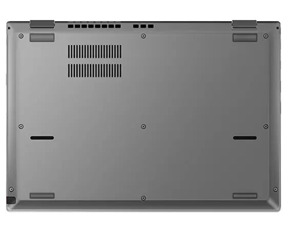 Lenovo ThinkPad L390 Yoga - Shot showing the bottom panel of the silver 2-in-1 laptop