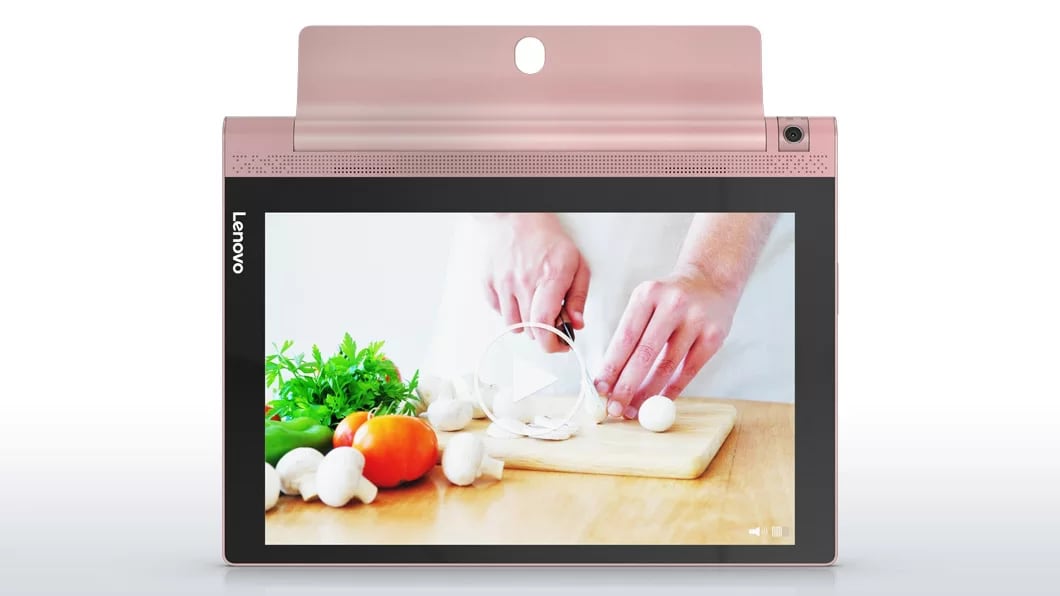 Lenovo Yoga Tab 3 (10) Rose Gold Front View in Hang Mode