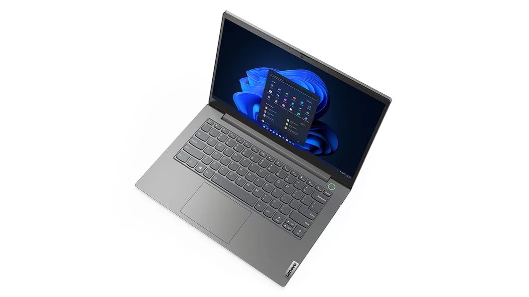 Lenovo ThinkBook 14 Gen 4 (14" AMD) laptop – top view, ¾ right-rotated, lid open