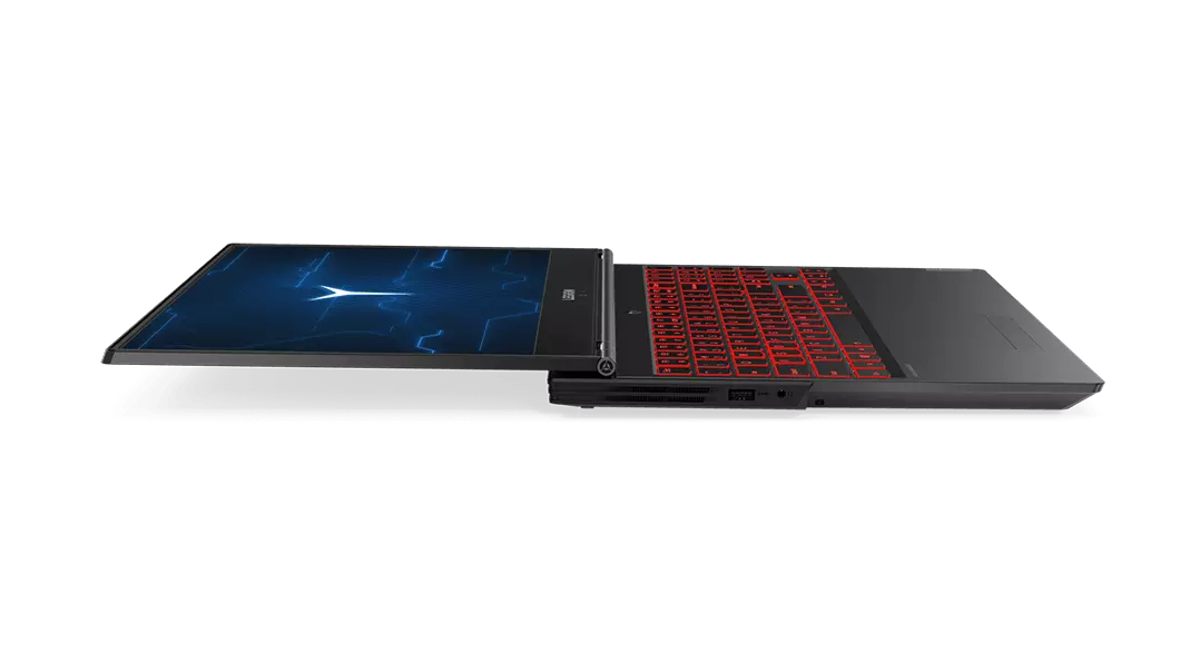 Open flat left side view of the Lenovo Legion Y7000 with ports