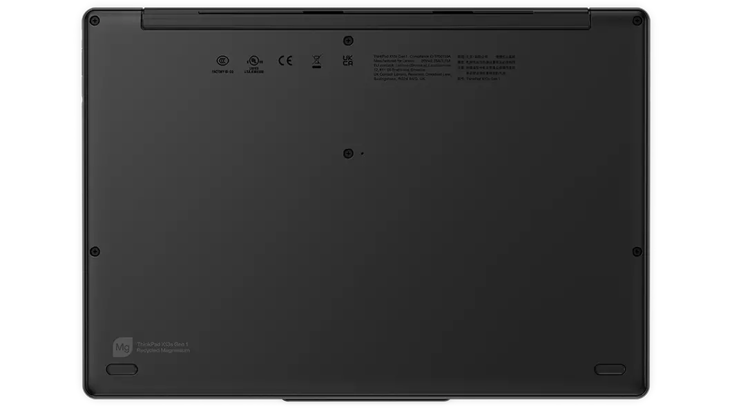 Bottom side of Lenovo ThinkPad X13s laptop.