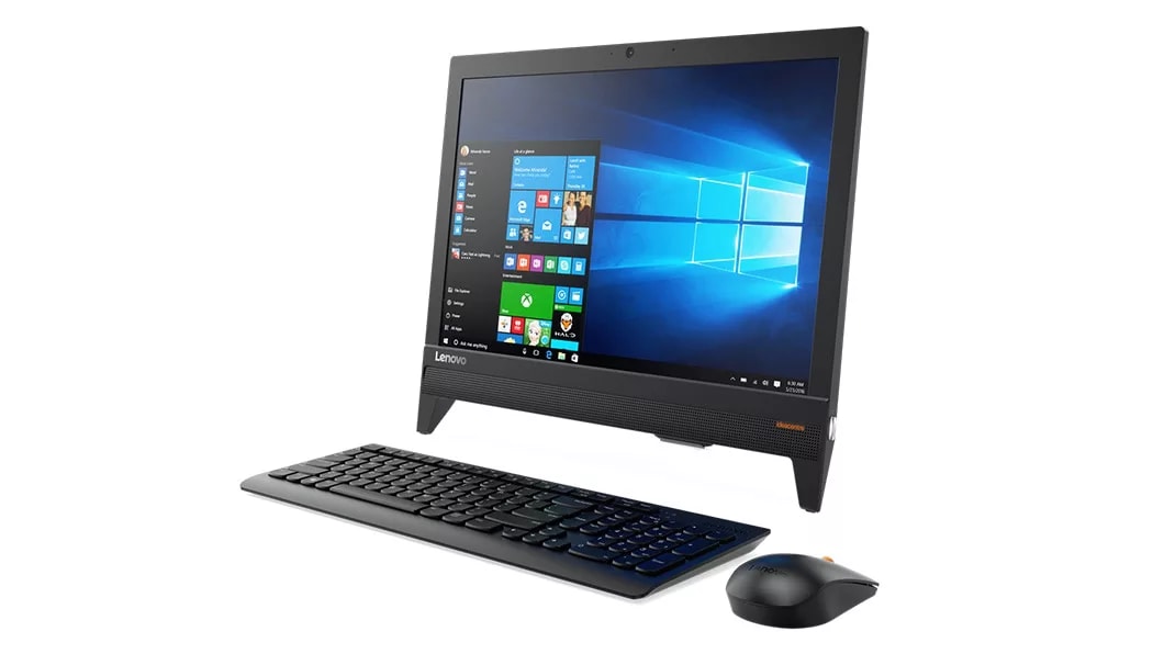 Lenovo Ideacentre AIO 310 (20) in black, front right side view with keyboard and mouse thumbnail