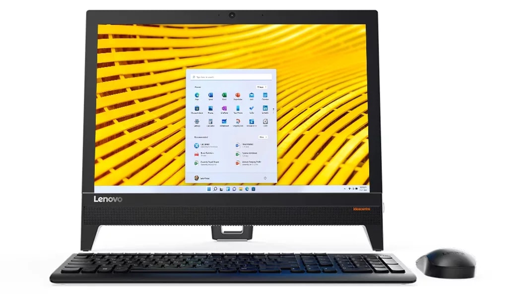 Lenovo Ideacentre AIO 310 (20) in black, front view with keyboard and mouse thumbnail