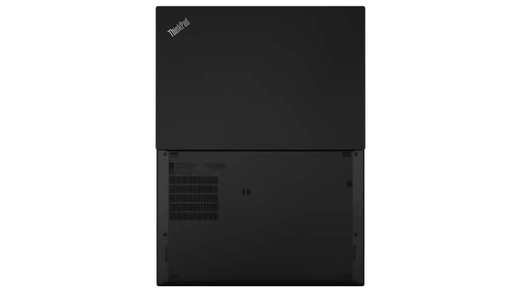 Lenovo ThinkPad T14s (AMD) bottom view open 180 degrees