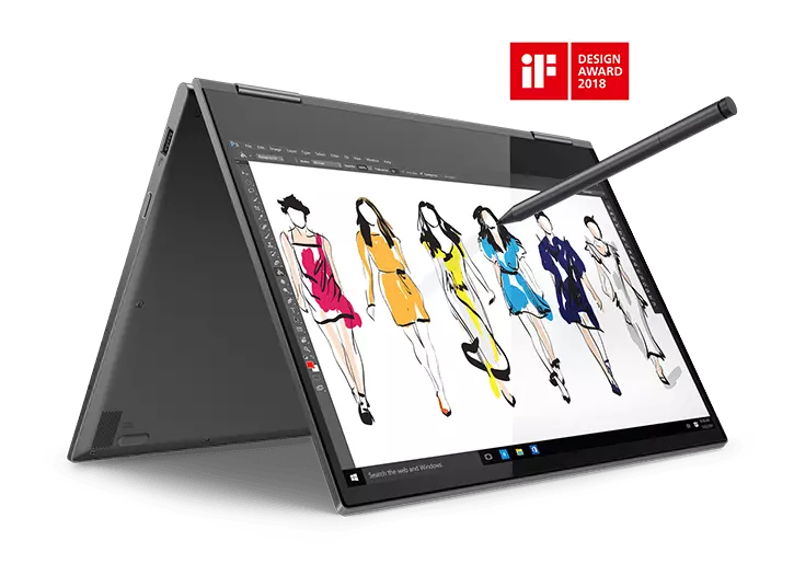 Lenovo Yoga 730 (13) in tent mode with Active Pen