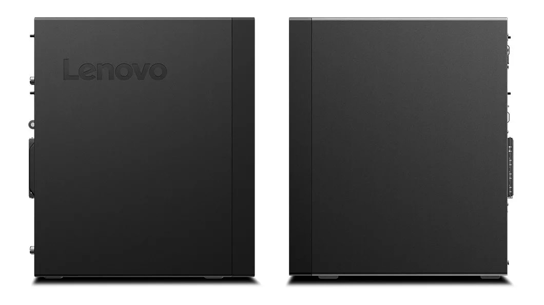 Lenovo ThinkStation P330 Tower, left and right side profile views.