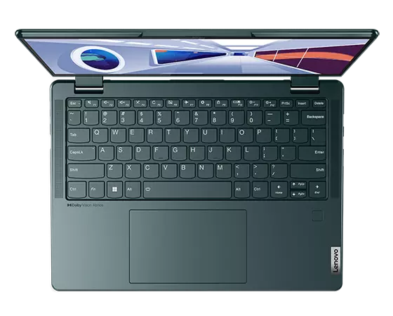 Vue de dessus de l’écran et du clavier d’un portable Yoga 6 Gen 8