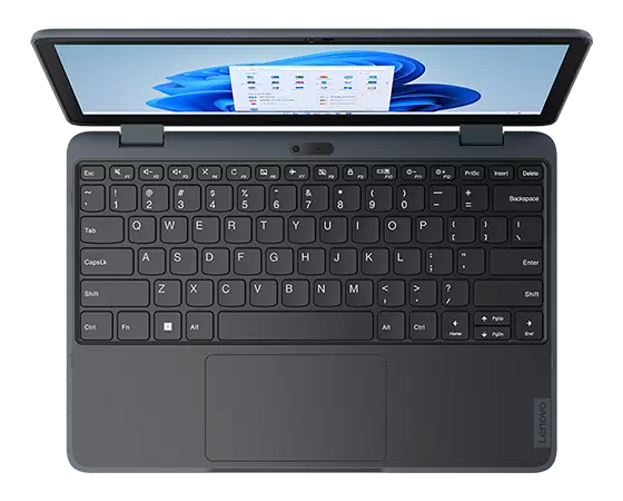 Lenovo 300w Yoga Gen 4 (11” Intel) 2-in-1 laptop – laptop mode, from above