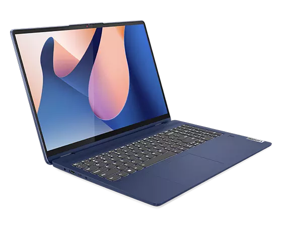 IdeaPad Flex 5i i Abyss Blue sett fra høyre i bærbar PC-modus, tatt i delvis høyde.