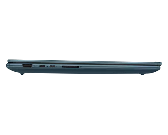 Vue latérale gauche d’un Lenovo Yoga Pro 9i Gen 8 (14" Intel) Tidal Teal fermé