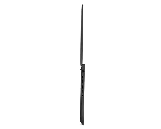 Profil droit du portable Lenovo ThinkPad T16 Gen 2 en noir tonnerre ouvert à 180 degrés.
