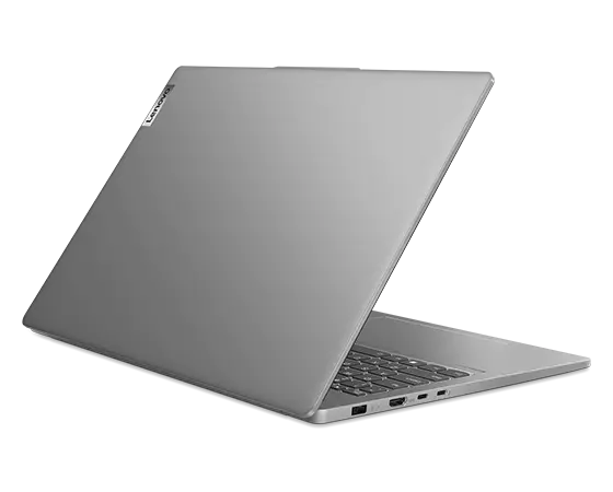 Back left angle view of an opened IdeaPad Pro 5 Gen 8 (16" Intel) showing left side ports