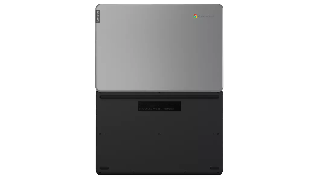 IdeaPad 3 Chromebook Gen 6 (14'' AMD), vollständig geöffnet, Ansicht von Ober- und Unterseite