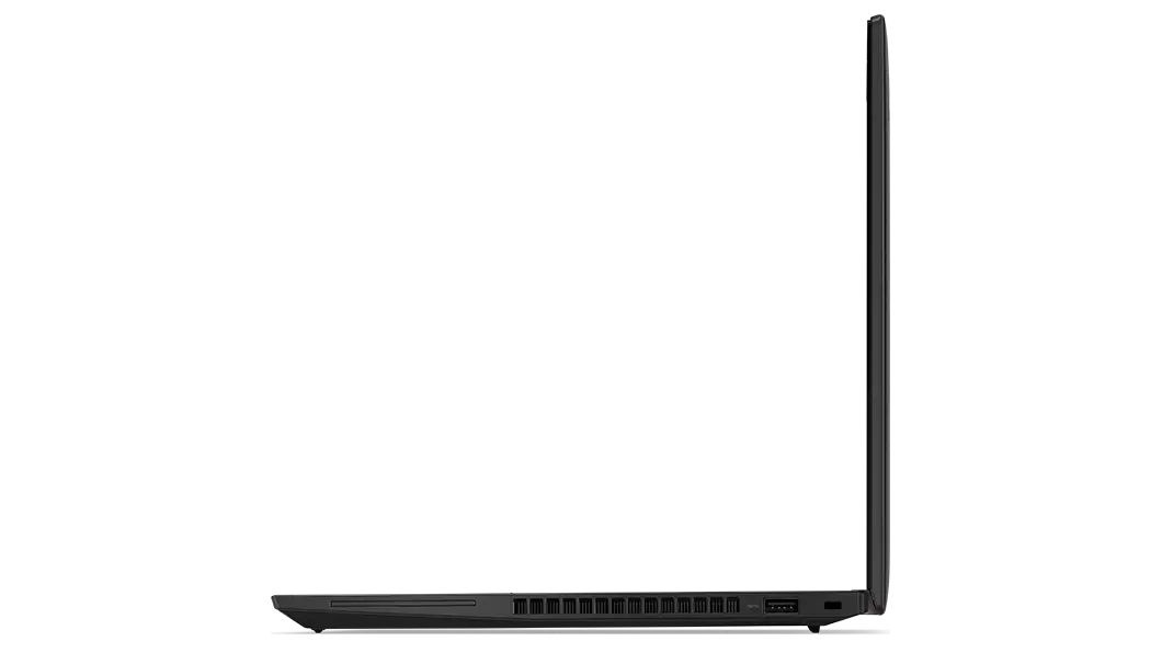 Ansicht des ThinkPad T14 Gen 3 (14 AMD) direkt von oben, flach um 180 Grad geöffnet, mit Blick auf Vorder- und Rückseite des Gehäuses