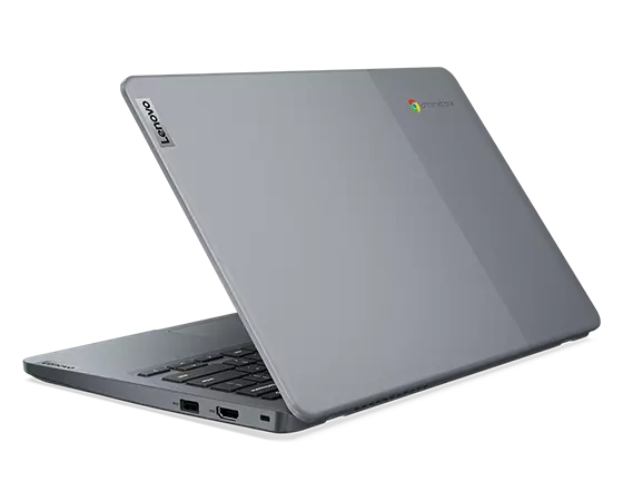 Ansicht des IdeaPad Slim 3i Chromebook Gen 8 (14 Intel) von schräg hinten rechts, geöffnet