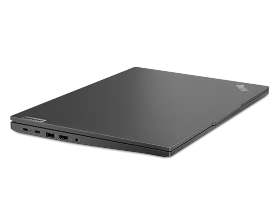 Left side angle view of the Thinkpad E16 Gen 1 (16 AMD), closed