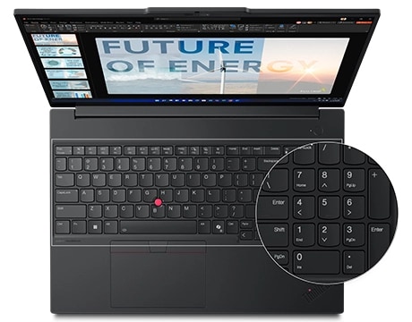 Lenovo ThinkPad E16 Gen 3 (16 吋 Intel) 筆記型電腦，其流暢鍵盤及數字鍵盤，助你提升工作效率。