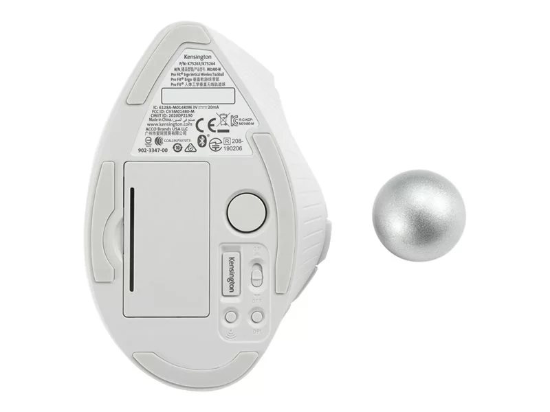 Kensington ProFit Ergo Vertical Wireless Trackball - White
