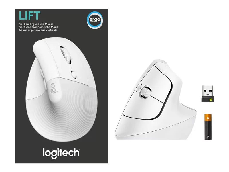 Köp Logitech - Lift Ergo Mouse, Off-white/Pale Grey - Grey