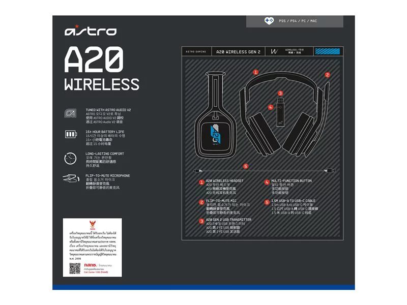 ASTRO Gaming A20 Wireless Headset Gen For PlayStation 5,