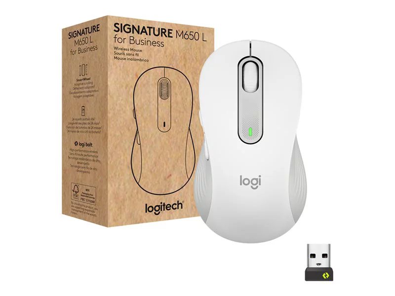 

Logitech M650L Signature Mouse for Business with Brown Box (Larger) - Off-White