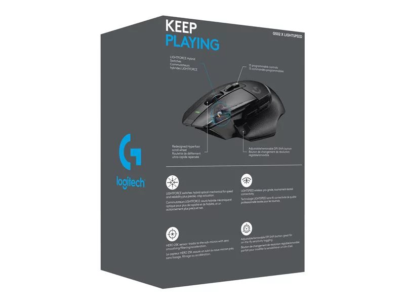 Logitech G G502 X LIGHTSPEED Wireless Gaming Mouse - Black - Micro