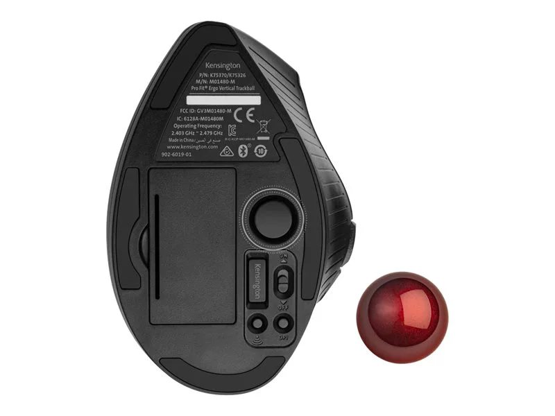 Kensington Pro Fit Ergo Vertical Wireless Trackball - Black