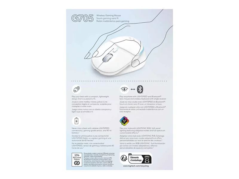 Logitech G Mouse Pad for G705 Wireless Gaming Mouse in White