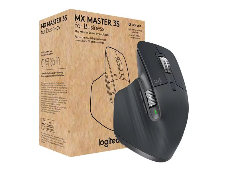 Logitech MX Master 3S Mouse for Business (Graphite) - Brown Box