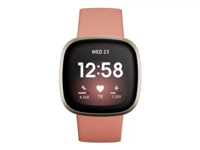 

Fitbit Versa 3 - soft gold aluminum - smart watch with band - pink clay