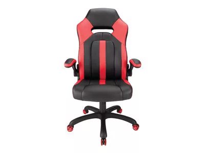 

Realspace® Gaming Bonded Leather High-Back Chair, Red/Black