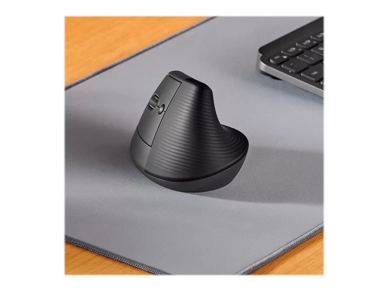 Logitech Lift Vertical Ergonomic Mouse for Business, Left - vertical mouse  - Bluetooth, 2.4 GHz - graphite