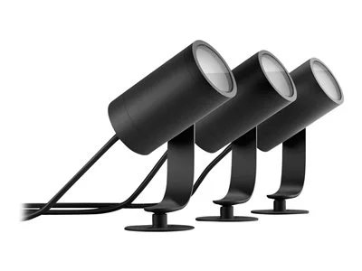 Philips Hue Lily Outdoor 8-Watt Black Low Voltage Plug Smart LED Spot 3-Pack Light Kit